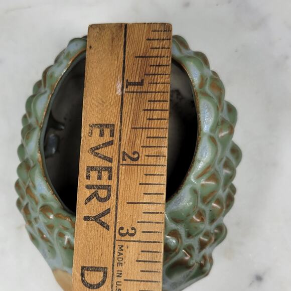 Retro Hedgehog Planter Small 2.5" Green Ceramic Flower Cactus Succulent Pot - Picture 11 of 14